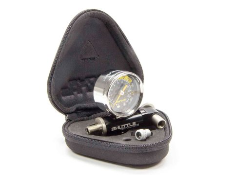 Shock Inflator and Gauge - 0-300 psi - Mechanical - Analog - Black Face - Each