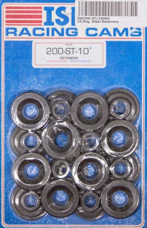Valve Spring Retainer - 10 Degree - 1.115 in / 0.725 in OD Steps - Dual Spring - Chromoly - Set of 16