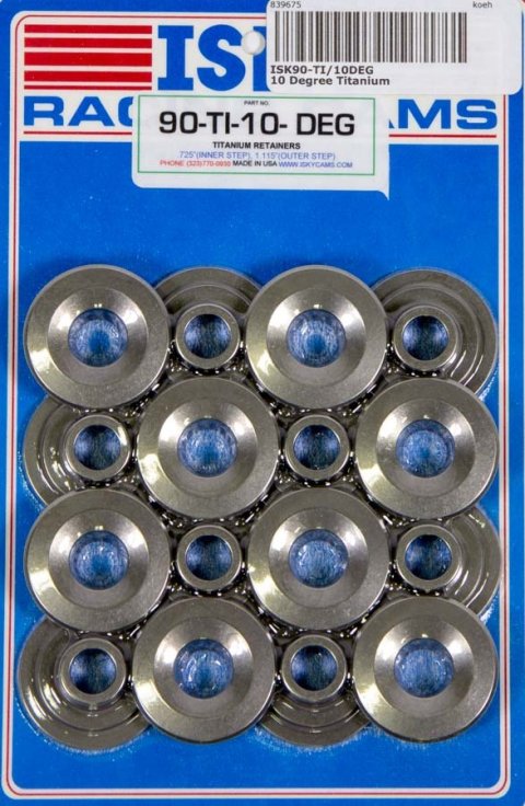 Valve Spring Retainer - 10 Degree - 1.110 in / 0.725 in OD Steps - Dual Spring - Titanium - Set of 16