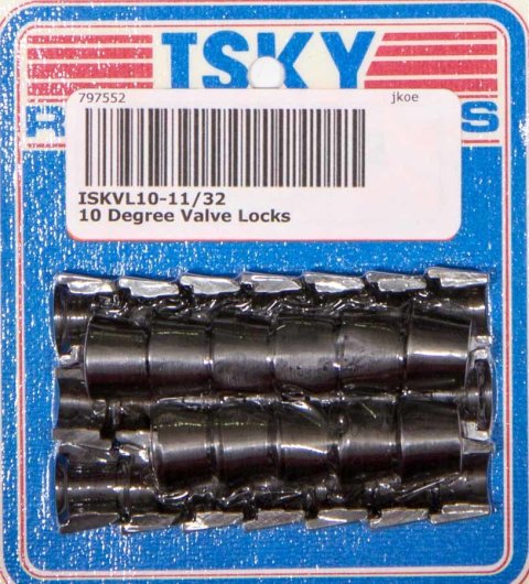 Valve Lock - 10 Degree - 11/32 in Valve Stem - Standard Height - Chromoly - Black Oxide - Set of 16