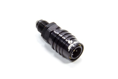 Quick Release Adapter - 2000 Series - Straight - 4 AN Male to Quick Release Socket - Valved - Nitrile Seal - Aluminum - Black Anodized - Each