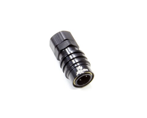 Quick Release Adapter - 3000 Series - Straight - 6 AN Female to Quick Release Socket - Valved - FKM Seal - Aluminum - Black Anodized - Each