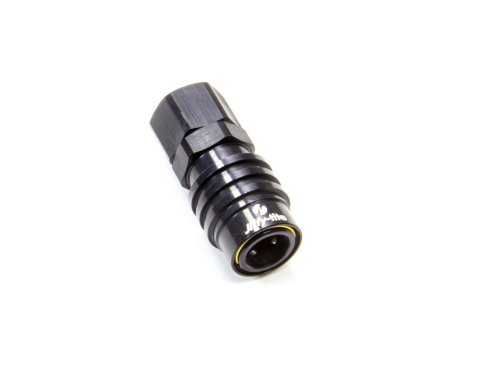 Quick Release Adapter - 3000 Series - Straight - 8 AN Female to Quick Release Socket - Valved - FKM Seal - Aluminum - Black Anodized - Each