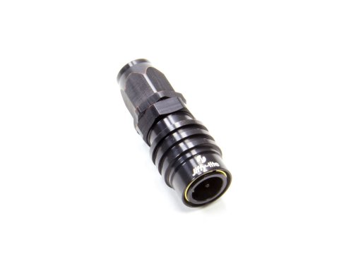 Quick Release Hose End - 3000 Series - Straight - 6 AN Hose to Quick Release Socket - Valved - FKM Seal - Aluminum - Black Anodized - Each