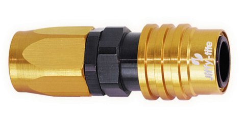 Quick Release Hose End - 3000 Series - Straight - 8 AN Hose to Quick Release Socket - Valved - FKM Seal - Aluminum - Black / Gold Anodized - Each