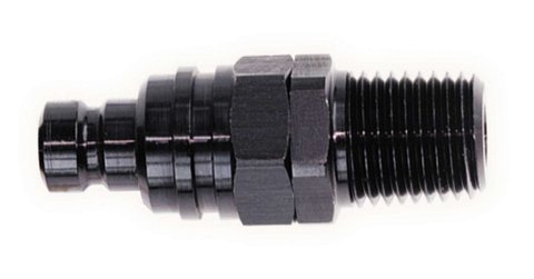 Quick Release Adapter - 3000 Series - Straight - 3/8 in NPT Male to Quick Release Plug - Valved - FKM Seal - Aluminum - Black Anodized - Each