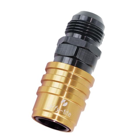 Quick Release Adapter - 5000 Series - Straight - 12 AN Male to Quick Release Socket - Valved - Nitrile Seal - Aluminum - Black Anodized - Each
