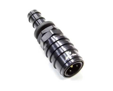 Quick Release Adapter - 5000 Series - Straight - 10 AN Push Lock to Quick Release Socket - Valved - FKM Seal - Aluminum - Black Anodized - Each