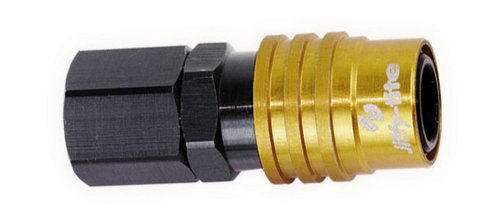 Quick Release Adapter - 5000 Series - Straight - 1/2 in NPT Female to Quick Release Socket - Valved - FKM Seal - Aluminum - Black / Gold Anodized - Each