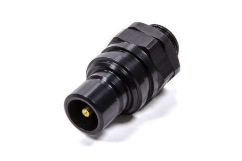 Quick Release Adapter - 5000 Series - Straight - 8 AN Male O-Ring to Quick Release Plug - Valved - FKM Seal - Aluminum - Black Anodized - Each