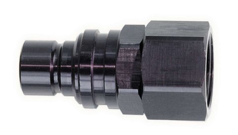Quick Release Adapter - 5000 Series - Straight - 10 AN Female to Quick Release Plug - Valved - FKM Seal - Aluminum - Black Anodized - Each