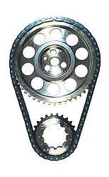 Timing Chain Set - Double Roller - Keyway Adjustable - 0.005 in Shorter - Needle Bearing - 3-Bolt - Billet Steel - Mopar B / RB-Series - Kit