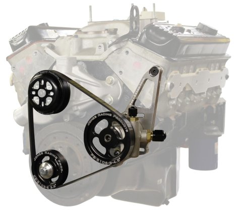 Pulley Kit - 5-Rib Serpentine - Aluminum - Black Anodized - Small Block Chevy - Kit