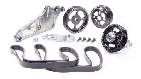 Pulley Kit - 6-Rib Serpentine - Aluminum - Black Anodized - Small Block Chevy - Kit