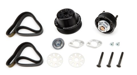 Pulley Kit - 6-Rib / 7-Rib Serpentine - Aluminum - Black Anodized - Small Block Chevy - Kit