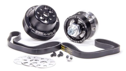 Pulley Kit - 6-Rib Serpentine - Aluminum - Black Anodized - Small Block Ford - Kit