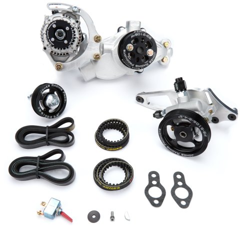 Pulley Kit - 6-Rib / HTD Serpentine - Aluminum - Black Anodized - Short Water Pump - Small Block Chevy - Kit