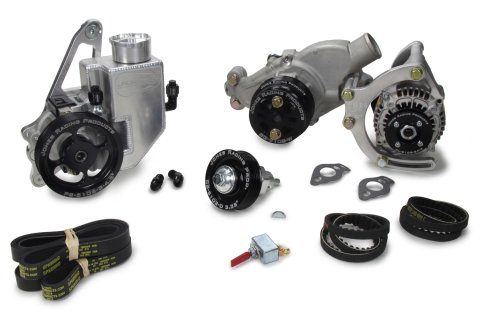 Pulley Kit - 6-Rib Serpentine - Aluminum - Black Anodized - Small Block Chevy - Kit