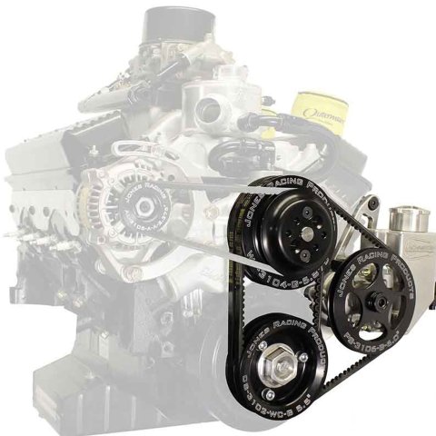 Pulley Kit - V-Belt - Water Pump / Power Steering - Aluminum - Small Block Chevy - Kit
