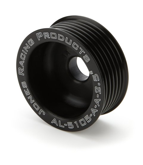 Alternator Pulley - Serpentine - 6-Rib - 2.5 in Diameter - 15 mm Shaft - Aluminum - Black Anodized - Universal - Each