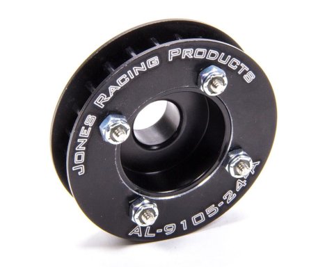 Alternator Pulley - HTD - 24 Tooth - 0.5 in Wide - 15 mm Shaft - Belt Guides - Aluminum - Black Anodized - Universal - Each