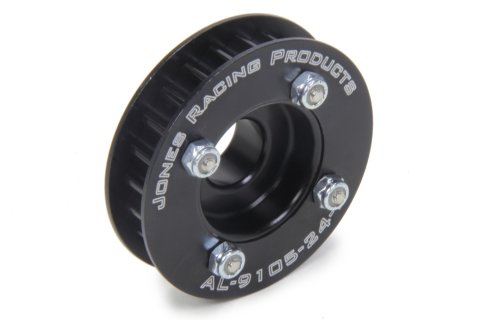 Alternator Pulley - HTD - 24 Tooth - 0.5 in Wide - 17 mm Shaft - Belt Guides - Aluminum - Black Anodized - Universal - Each
