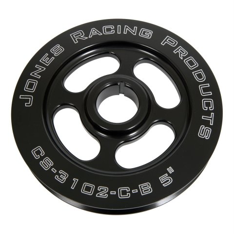 Crankshaft Pulley - V-Belt - 1 Groove - 5 in Diameter - 1 in Mandrel - 1/8 in Keyway - Aluminum - Black Anodized - Universal - Each