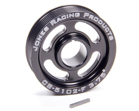 Crankshaft Pulley - Serpentine - 6-Rib - 3.75 in Diameter - 1 in Wide - 1-1/8 in Mandrel - 1/8 in Keyway - Aluminum - Black Anodized - Each
