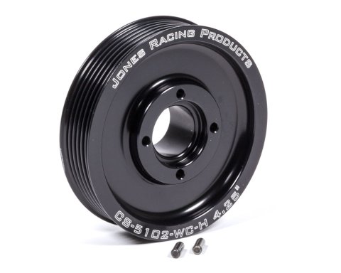 Crankshaft Pulley - Serpentine - 6-Rib - 4.25 in Diameter - 1 in Wide - 1 in Mandrel - Dual Dowel - Aluminum - Black Anodized - Each