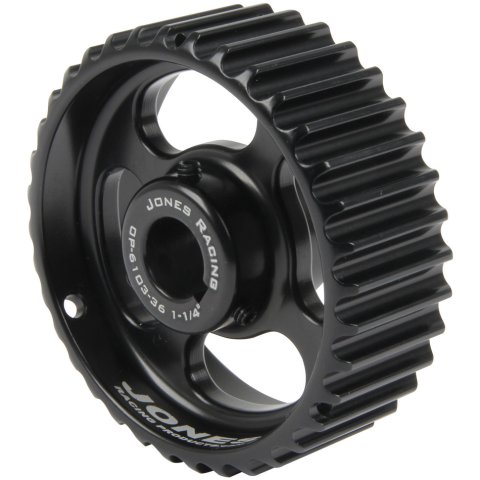 Oil Pump Pulley - HTD - 36 Tooth - 1-1/4 in Wide - 5/8 in Shaft - 3/16 in Keyway - Aluminum - Black Anodized - Each