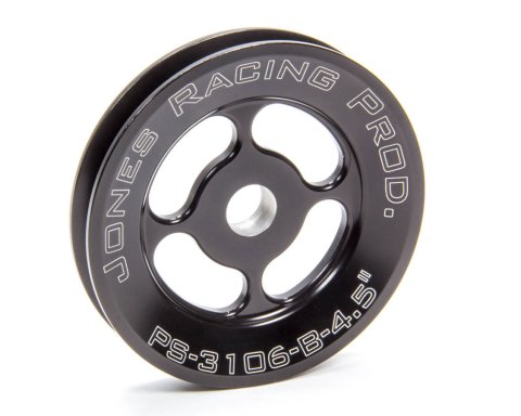 Power Steering Pump Pulley - V-Belt - 1 Groove - Press-On - 4.5 in Diameter - Aluminum - Black Anodized - Each