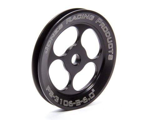Power Steering Pump Pulley - V-Belt - 1 Groove - Press-On - 6 in Diameter - Aluminum - Black Anodized - Each