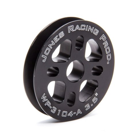 Water Pump Pulley - V-Belt - 1 Groove - 3.5 in Diameter - 15 mm Bore - Aluminum - Black Anodized - Short Water Pump - Small Block Chevy - Each