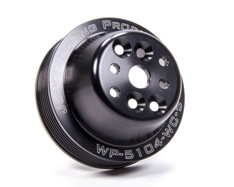 Water Pump Pulley - Serpentine - 7-Rib - 5 in Diameter - 5/8 in or 3/4 in Shaft - 4-Bolt Pattern - Aluminum - Black Anodized - Universal - Each