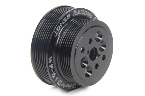 Water Pump Pulley - Serpentine - 6-Rib - Dual - 5 in Diameter - 5/8 in or 3/4 in Shaft - 4-Bolt Pattern - Aluminum - Black Anodized - Universal - Each