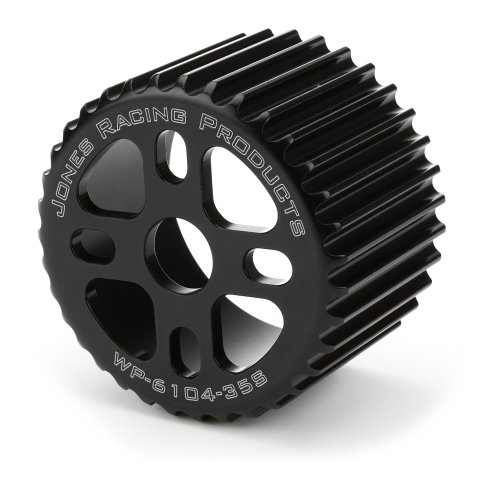 Water Pump Pulley - HTD - 35 Tooth - 2-1/4 in Wide - 5/8 in or 3/4 in Shaft - 4-Bolt Pattern - Aluminum - Black Anodized - Universal - Each