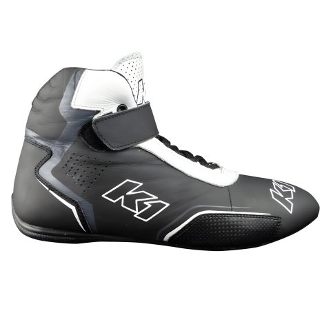 Driving Shoe - Pilot 2 - Mid-Top - SFI 3.3/5 - Suede Outer - Nomex Inner - Black / White - Size 10 - Pair