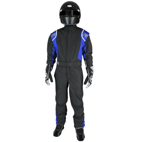 Driving Suit - Precision II - 1-Piece - SFI 3.2A/5 - Double Layer - Nomex - Black / Blue - Youth 4X-Small - Each