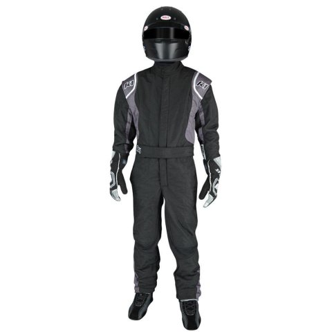 Driving Suit - Precision II - 1-Piece - SFI 3.2A/5 - Double Layer - Nomex - Black / Gray - Youth 6X-Small - Each