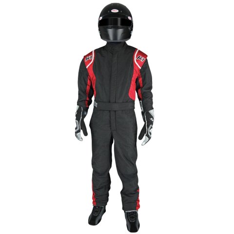 Driving Suit - Precision II - 1-Piece - SFI 3.2A/5 - Double Layer - Nomex - Black / Red - Youth 6X-Small - Each