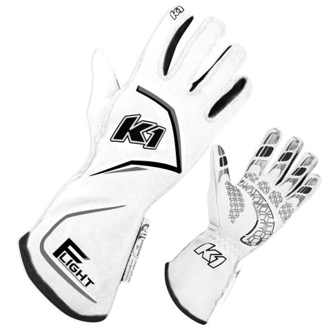 Driving Gloves - Flight - SFI 3.3/5 - Double Layer - Nomex - Elastic Cuff - White - 2X-Large - Pair