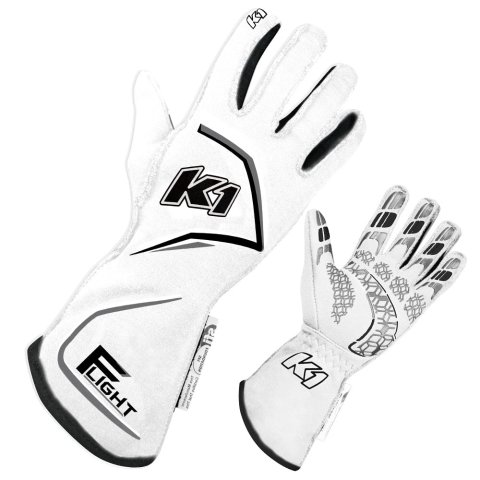 Driving Gloves - Flight - SFI 3.3/5 - Double Layer - Nomex - Elastic Cuff - White - 2X-Large - Pair