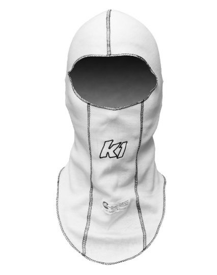 Head Sock - K1 Balaclava - Single Eyeport - SFI 3.3 - Single Layer - Nomex - White - One Size Fits All - Each