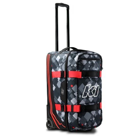 Gear Bag - Atlas Roller - 22 in Long x 13 in Wide x 10 in Tall - Roller Wheels - Buckle / Zipper Closure - Retractable Handle - K1 Logo - Polyester - Black / Gray / Red / White - Each