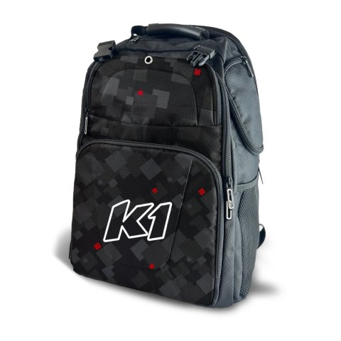 Gear Bag - Quest Backpack - 12 in Long x 8.5 in Wide x 20 in Tall - Zipper Closure - Backpack - Laptop Compartment - K1 Logo - Polyester - Black / Gray / Red / White - Each