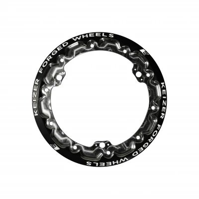 Beadlock Ring - Quick Turn / Bolt-On - 3 Tab - Forged Aluminum - Black Powder Coat - Keizer 10 in Wheels - Each