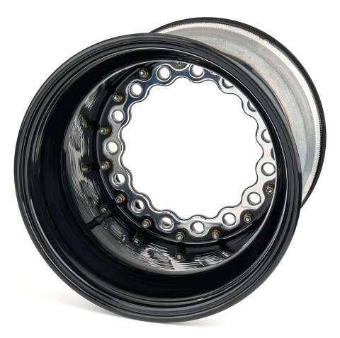 Wheel - 15 x 14 in - 5.000 in Backspace - Wide 5 Bolt Pattern - Inner Beadlock - Aluminum - Black Powder Coat - Each
