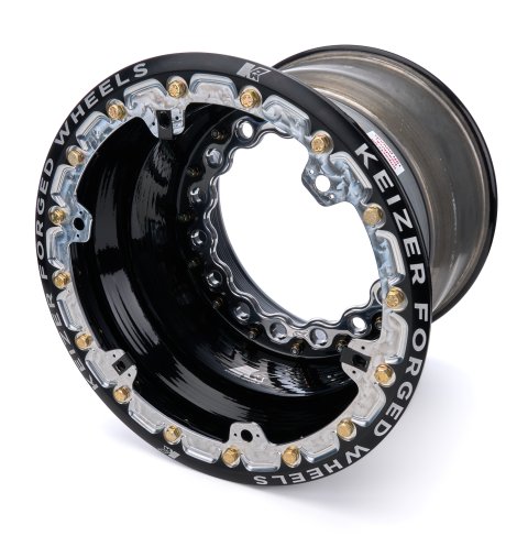 Wheel - 15 x 14 in - 6.000 in Backspace - Wide 5 Bolt Pattern - Beadlock - Aluminum - Black Powder Coat - Each