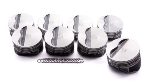 Piston - Claimer Series - Hypereutectic - 4.030 in Bore - 5/64 x 5/64 x 3/16 in Ring Grooves - Minus 5.00 cc - Small Block Chevy - Set of 8