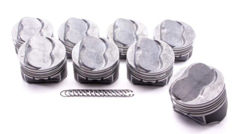 Piston - Claimer Series - Hypereutectic - 4.030 in Bore - 5/64 x 5/64 x 3/16 in Ring Grooves - Plus 14.00 cc - Small Block Chevy - Set of 8